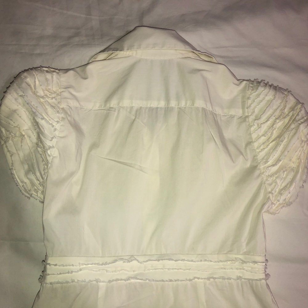 BCBGMaxAzria Ruffle White Blouse - Picture 2 of 5